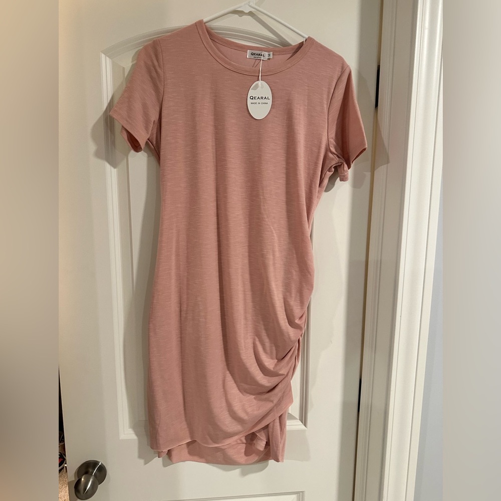 Baby pink mini dress ruched